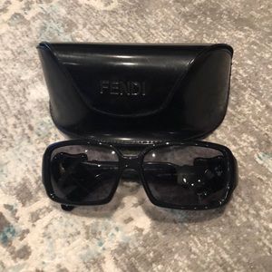 Fendi Rectangular Black Sunglasses